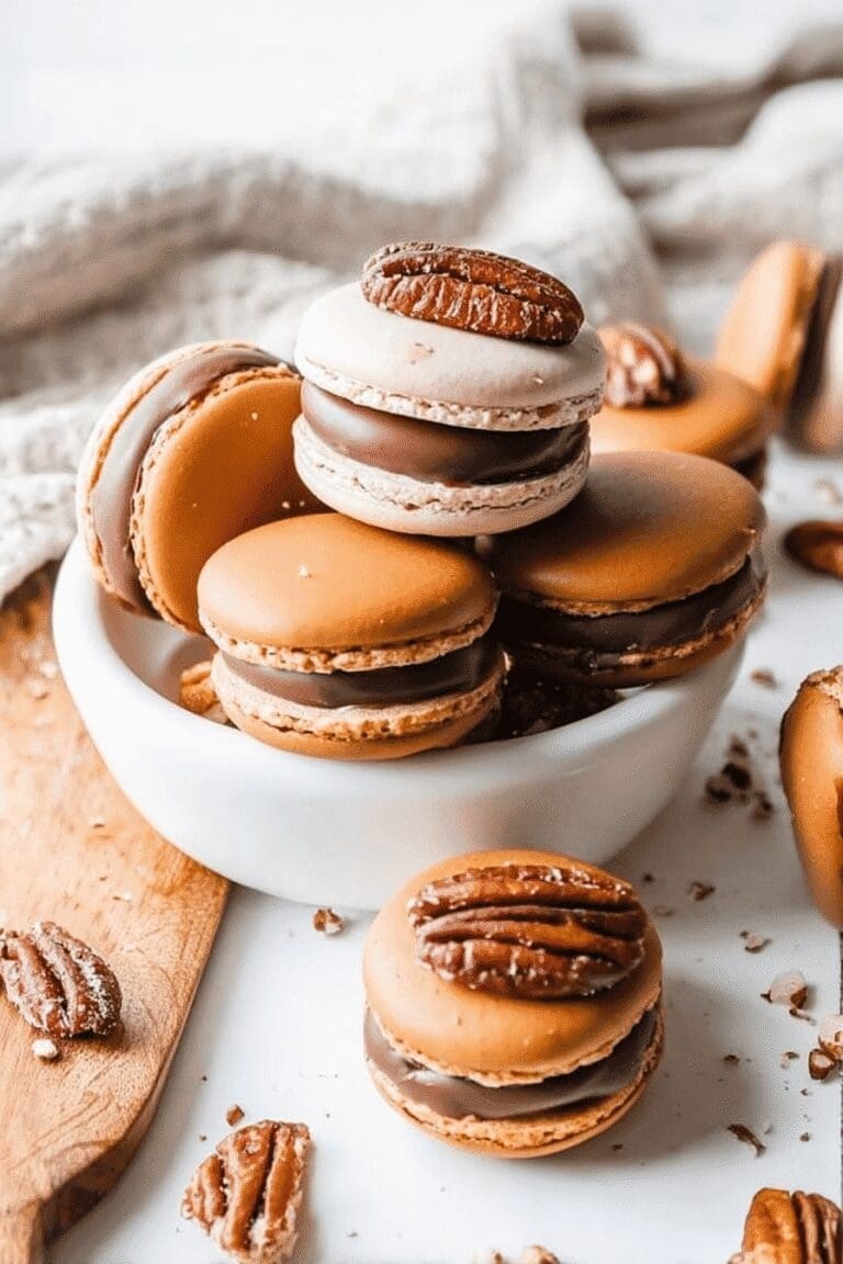 Pecan Turtle Macarons Recipe With Caramel And Chocolate Filling 8 Pecan Turtle Macarons 52.Png
